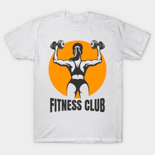 Fitness Club Emblem with Training Woman T-Shirt